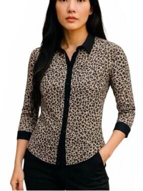 Anne Fontaine Pyla Animal Print Shirt See Through Blouse Top Sz 38 Designer NWT